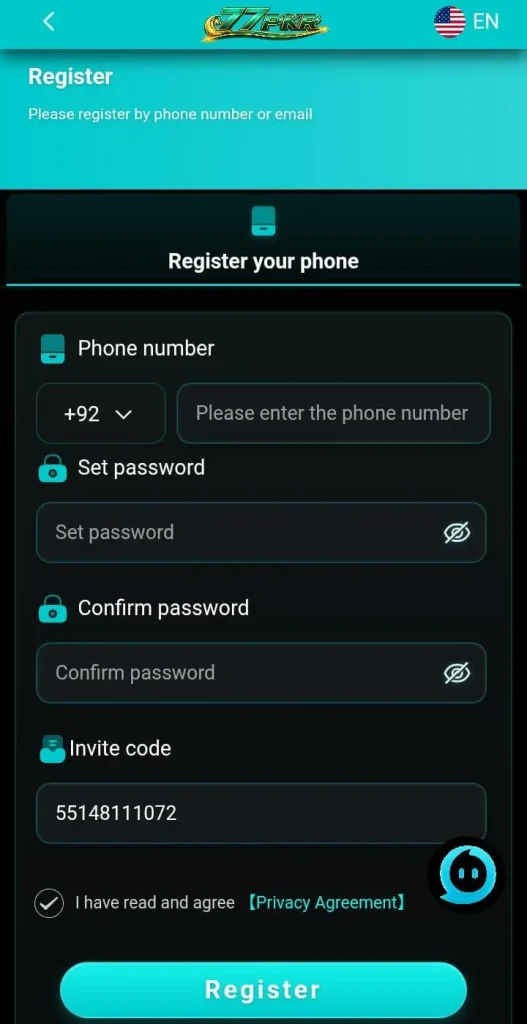 77pkr game register
