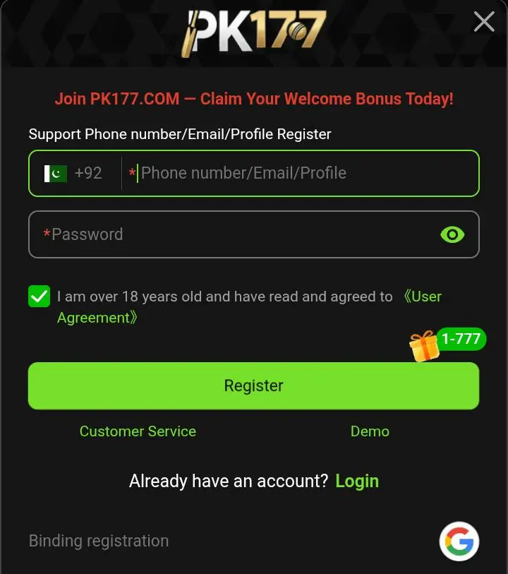 pk177 game register