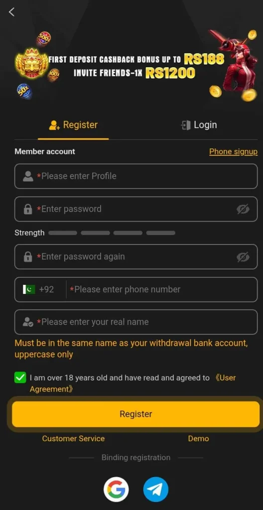 188Pkr game register