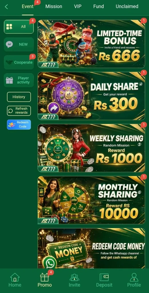 AZ777 Game bonuses
