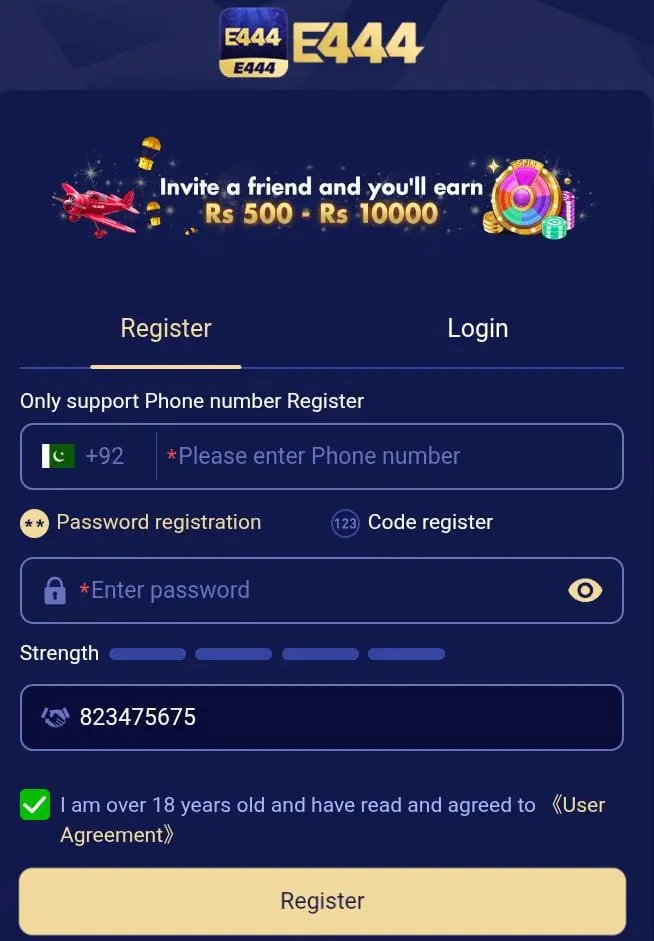 E444 Game register